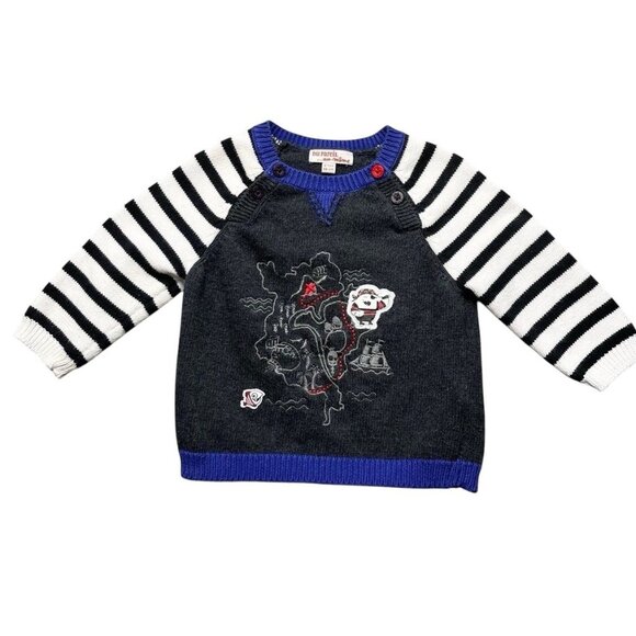 Du Pareil Au Meme Pirate Treasure Map Sweater Size 6 Months - Picture 1 of 4